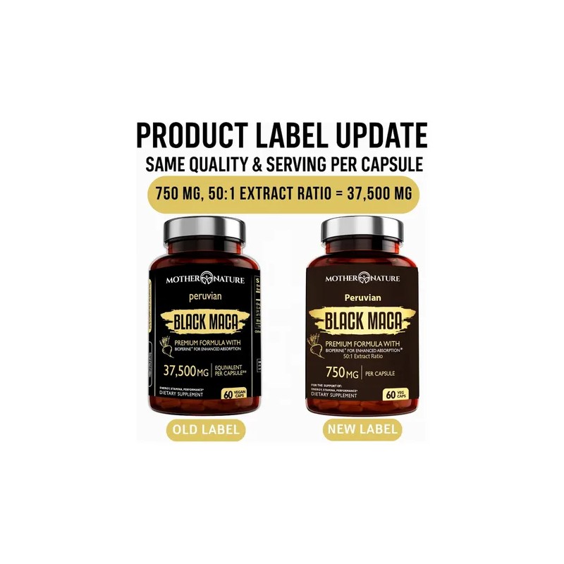 Black Maca Root 50:1 Extract 37,500 Mg 60 Cápsulas