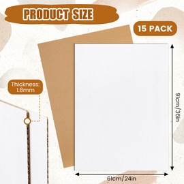 Feifeiya 15 Pack Corrugated Cardboard Sheets 24 x 36 Inch White Flat Craft Board Packaging Inserts Large Poster Board Signs for Shipping Packing Mailing Crafts, 0.07 Inch Thick