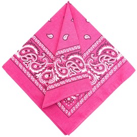 MDSTYLE 100% Cotton Bandana for Men & Women 22" x 22" Paisley Pattern Handkerchief Headband Scarf (Hot Pink)