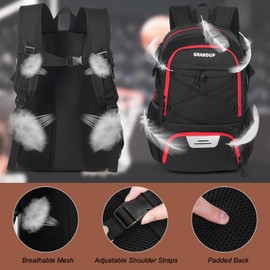 GRANDUP Basketball backpack with ball and shoes compartment Fit Volleyball, soccer, Swim, Gym, Travel, and School, large capacity sports training equipment bags