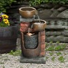 LuxenHome 23" H Waterfall Fountain Bowls and Bricks Resin Outdoor