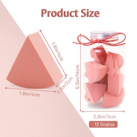 Modixun 12pcs Triangle Makeup Blending Sponges with Storage Bottle, Latex Free Wet and Dry Use Makeup Blenders, Cosmetic Sponges Makeup Wedges for Foundation and Powder, Style A