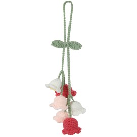 GhuaH Artificial Crochet Flower Car Hanging Ornaments Pink Rearview Mirror Hanging Accessories for Women and Girls Cute Crochet Tulip Hanging Plant Decor for Decoration Pendant Car Accessories Pendant