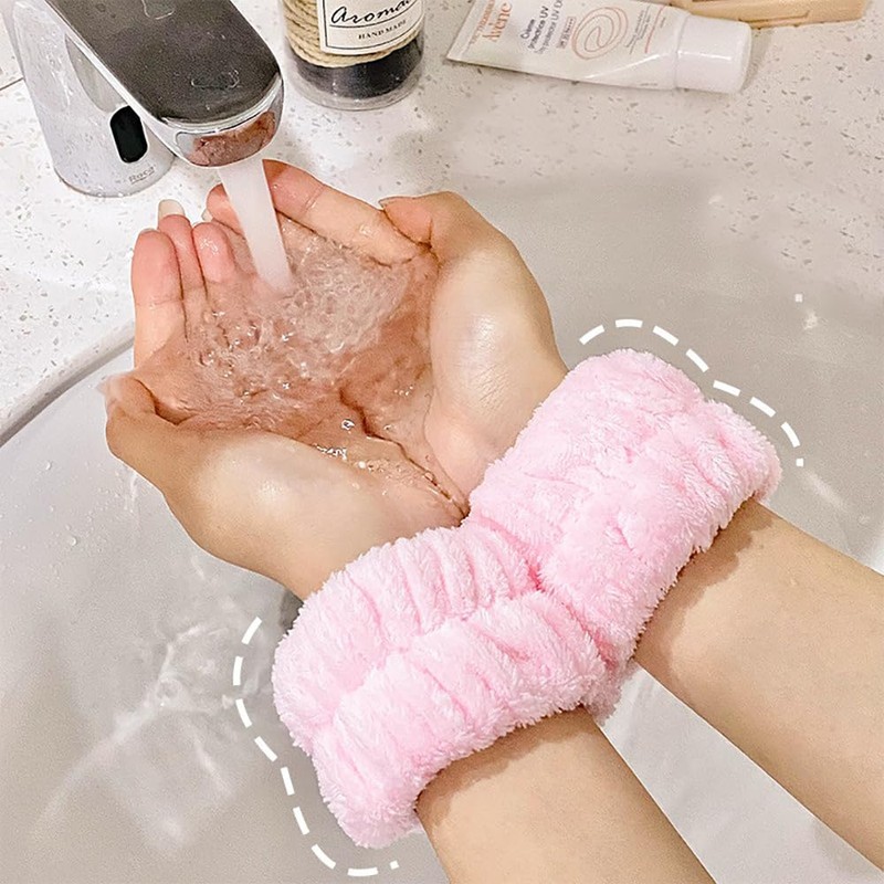 Samcos Wrist Bands for Face Wash 4 Pairs Wristbands Water