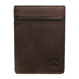 Frédéric Johns - Large Leather Wallet - Extra 24 Card Slots - Wallet - Genuine Leather - ID Card Holder, Choco, Standard size, Classic
