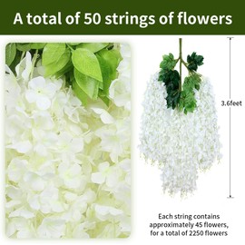 Wisteria Artificial Fake Hanging Flowers - 3.6Ft/50Pcs Faux Wisteria Artificial Plants Garland for Wedding Party Balcony Yard Porch Garden Patio Home Decor(Pink)