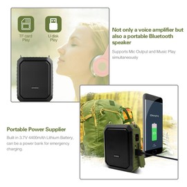 Voice Amplifier for Teachers, Portable Speaker with Wired Microphone, Personal PA System and Megaphone, 18W, 4400mAh, Feature Bluetooth, Record, Waterproof, for Teaching, Speech Tour Guide M800