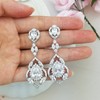 QUKE Silver Tone CZ Austrian Crystal Water Drop Bridal Wedding