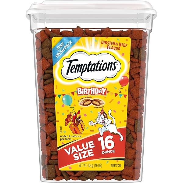 Temptations Birthday Crunchy and Soft Cat Treats Lobster and Beef