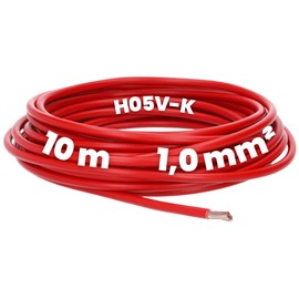 Kalitec 10 Metres H05V-K 1 mm² Red Flexible Wiring Cable Flexible I PVC Single Core I Stranded 1 mm2 I Wiring Fine-Strand I Single Cable I Cable Flame Retardant
