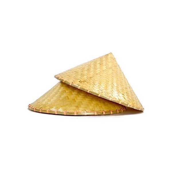 OUTDOOR SHAPING Chinese Bamboo Coolie Hat for Men 2 Pack Natural