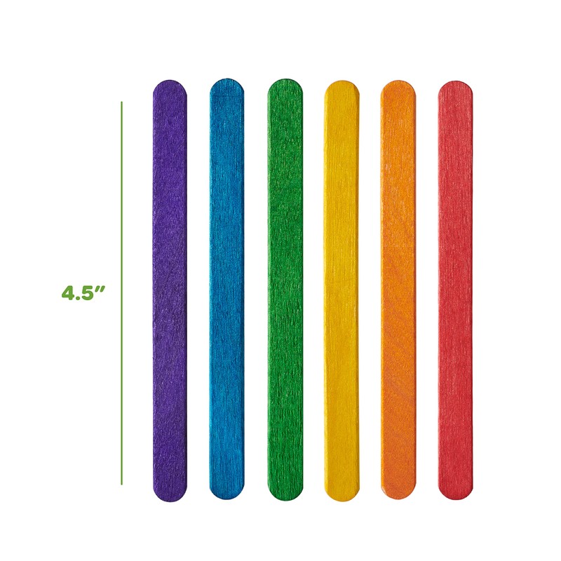 Gusto [200 Count] 4.5 Inch Colored Popsicle Sticks for Crafts