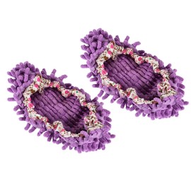 M METERXITY 1 Pair Washable Cleaning Shoes Cover - Floor Cleaning Dust, Chenille Microfiber Duster Mop Slippers, Apply to House Office Room (Purple)