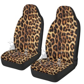 Qpednta Leopard Car Front Seat Covers Waterproof Car Seat Cover Easy Installation Breathable Front Seat Cover Protection Interior Accessories Universal for Auto Truck Van SUV 2 Pcs