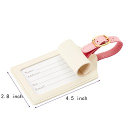 2 Pcs Initial Luggage Tags for Suitcases and Bags, Leather Travel ID Bag Tag with Embroidered Letters, Monogrammed Name Identifier, Luggage Labels for Easy Identification (White Leather+Pink, K)