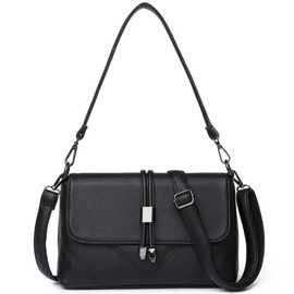 Black Crossbody Bags for Women, Cross Body Purses Bag for Ladies, Small Shoulder Handbags Multi Pocket with Adjustable Strap Casual Bag for Travel Outdoor, Lightweight Trendy