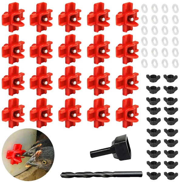 PACIOCEAN 20Pcs Automatic Chicken Water Nipple,Chicken Waterer Nipples, Anti-Leak Automatic