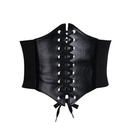 TIANNAIT 1 Piece Black Palace Waist Seal, Palace Style Women's Ultra Wide Waist Seal, Black Elastic Tight Elastic Body Shaping Waist Seal, Women's PU Elastic Belt, Corset, black, One size
