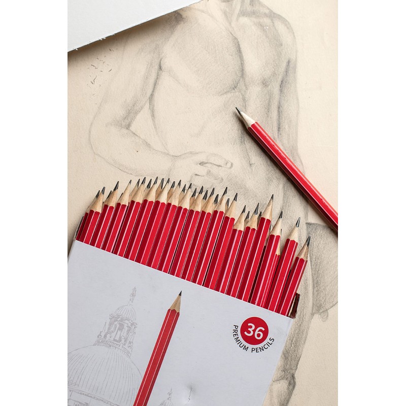 12PA 36 Pencils With Rubbers On The End | HB