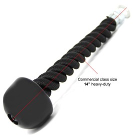 FITNESS MANIAC Tricep Rope Single Grip Pull Down Bicep Cable Attachment Exercises Black Nylon 14" Commercial Class