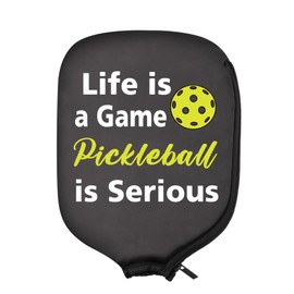 HOLLP 2PC Pickleball Paddle Covers Life is a Game Pickleball is Serious Pickleball Racket Bag Gift For Pickleball Players (Pickleball is Serious)