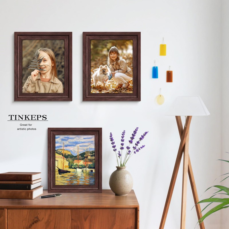 Tinkeps 8x10 Picture Frame Brown, Wooden Vintage Style Photo Frames