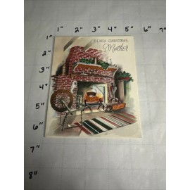 Vintage Christmas Card Merry Christmas Mother Fireplace, Warm, Volland Card