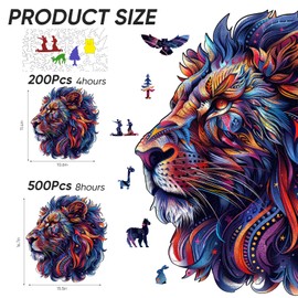 MYS A·U·R Wooden Puzzles for Adults,Lion Wooden Jigsaw Puzzles 500pcs,15.5x16.7in,Royal,Unique Shape Animal Adult Puzzles,Irregular Wood Puzzles Creative Gift for Adults and Kids Family Game