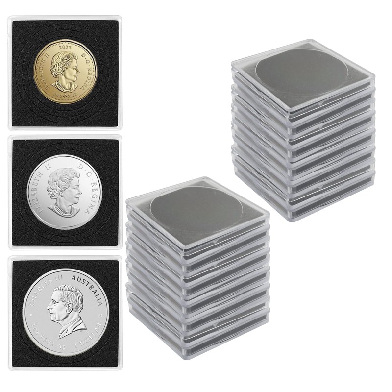 Waziaqoc 20 Pack Coin Snap Holders, 5 Sizes (20/25/30/35/40mm)