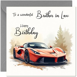 Car Brother in Law Birthday Card - Racing Supercar Sports Car Birthday Cards for Brother in Law