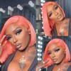 PANDA ANGEL Pink Bob Wig Human Hair 13X4 HD Pink