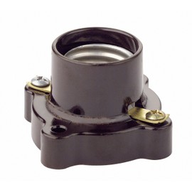 Leviton 9063 Medium Base, One-Piece, Keyless, Incandescent, Phenolic Lampholder, Pony Cleat, Single Circuit, Open Terminal, Brown,Small