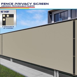 Windscreen4less 6' x 8' Solid Beige Fence Privacy Screen Commercial-grade Solid Vinyl 100% privacy Blockage (480GSM) for Wall Garden Yard Backyard