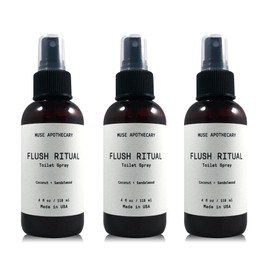 Muse Apothecary Flush Ritual - Aromatic & Refreshing Toilet Spray, Use Before You Go, 4 oz, Infused with Natural Essential Oils - Coconut + Sandalwood, 3 Pack