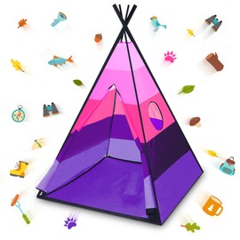 USA Toyz Happy Hut Teepee Tent for Kids - Indoor Pop Up Teepee Kids Playhouse Tent for Boys, Girls, Toddler Tent, Kids Tent Indoor Tepee with Portable Kids Play Tent Storage Bag, Kids Teepee (Pink)