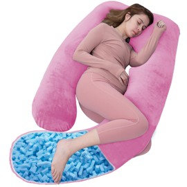 AS AWESLING Shredded Memory Foam Body Pillow, Pregnancy Pillows for Sleeping, Maternity Pillow for Pregnant Women, Memory Foam Filling U Shaped Body Pillow with Velvet Cover (Purple, 60 inch)