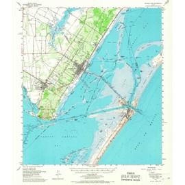 YellowMaps Aransas Pass TX topo map, 1:62500 Scale, 15 X 15 Minute, Historical, 1954, Updated 1967, 20.7 x 18 in - Polypropylene