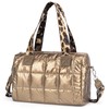 WiseBoy Quilted Crossbody Bags Handbag for Women, Gold Trendy Puffy