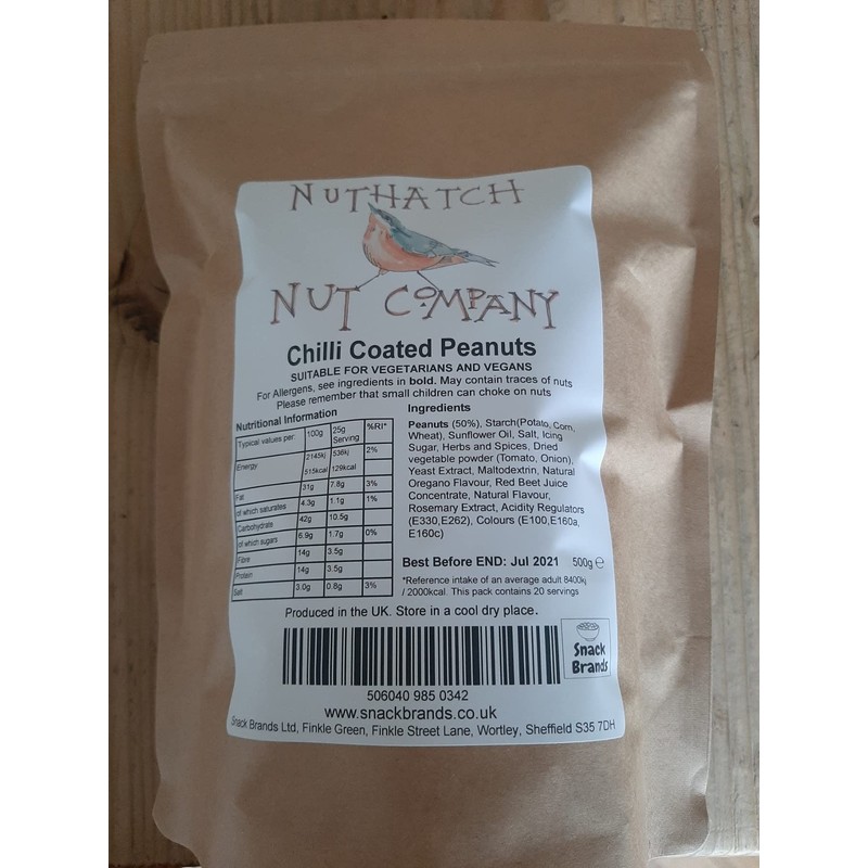 1 x 500g Nuthatch Nut Company Chilli Coated Peanuts