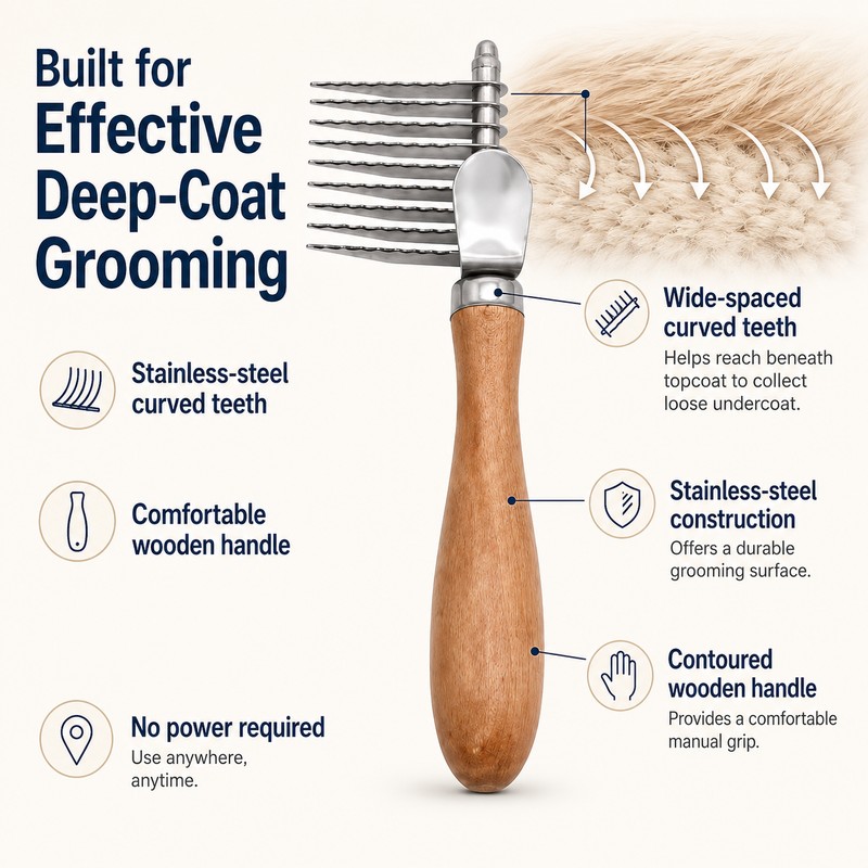 Undercoat Rake for Dogs and Cats - Stainless Steel Dematting