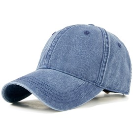 Oversized XL XXL 100% Cotton Basebal Cap Large Dad Washed Sport Cap Unconstructed Low Profilel Hat for Big Head(23.5"-25.5") Navy Blue