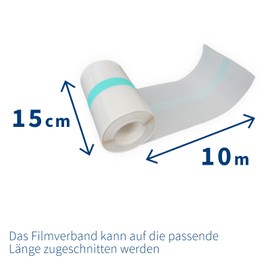 ABENA Folienverband, 10m x 15cm, 1 Stück, Filmverband, Filmrolle, Wundverband, Pflaster, Transparent, Latexfrei, Unsteril