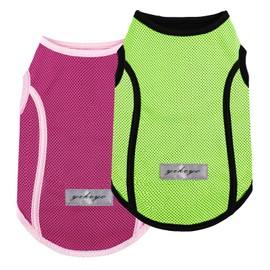 Yikeyo 2 Pack Cooling Shirts for Dog Breathable Cooling Dogs Vest Puppy T-Shirts with Reflective Strips Sun Protection Sleeveless Clothes for Cat Puppy Vest Pet Apparel (Pink and Green, M)