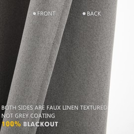 GHGK HOME Light Grey Blackout Curtains, 96 Inches Long (2 Panels), 100% Blackout Faux Linen Room Darkening Burlap Grommet Drapes for Bedroom & Living Room (52x96 Inch, Light Grey)