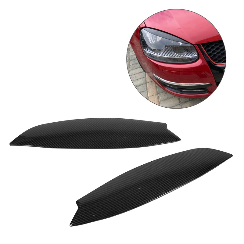 2Pcs Headlights Eyelids Cover Lamp Sticker Carbon Fiber Pattern Replacement