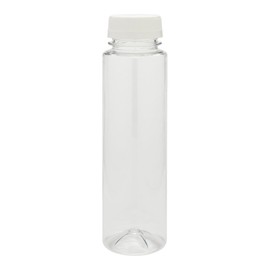 8-OZ Cylindrical Plastic Juice Bottles - Cold Pressed Clear Food Grade PET Bottles with Tamper Evident Safety Cap: Perfect for Cafes and Catering Events - Disposable and Eco-Friendly - 100-CT