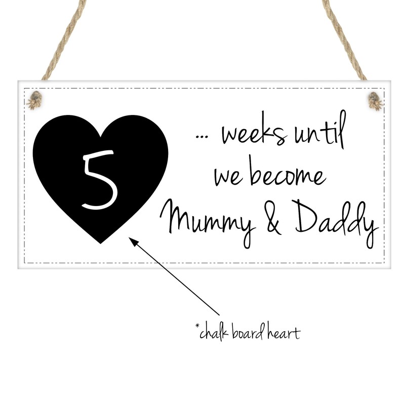 Mummy & Daddy to Be Baby Countdown Chalkboard Plaque -