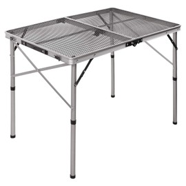 REDCAMP 36x24 Folding Grill Table for Outside, Lightweight Portable Metal Aluminum Outdoor Grill Table with Adjustable Height Legs, Great for Camping Picnic Cooking BBQ, Silver 3ft