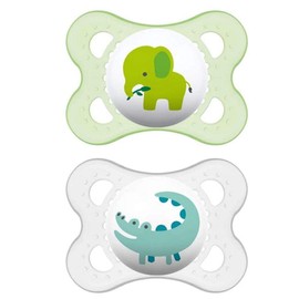 MAM Animal Collection Chupetes (2 unidades, 1 estuche esterilizante), MAM chupete de 0 a 6 meses, chupete unisex para bebés, el mejor chupete para bebés amamantados