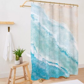 D&Mhomedecor Watercolor Blue Shower Curtain Ocean for Bathroom Sea Waves Beach Fabric Bath 72x72 inch Shower Curtain Nature Scenery for Bathroom Bathtub Home Decor Abstract Stall Waterproof 12 Hooks